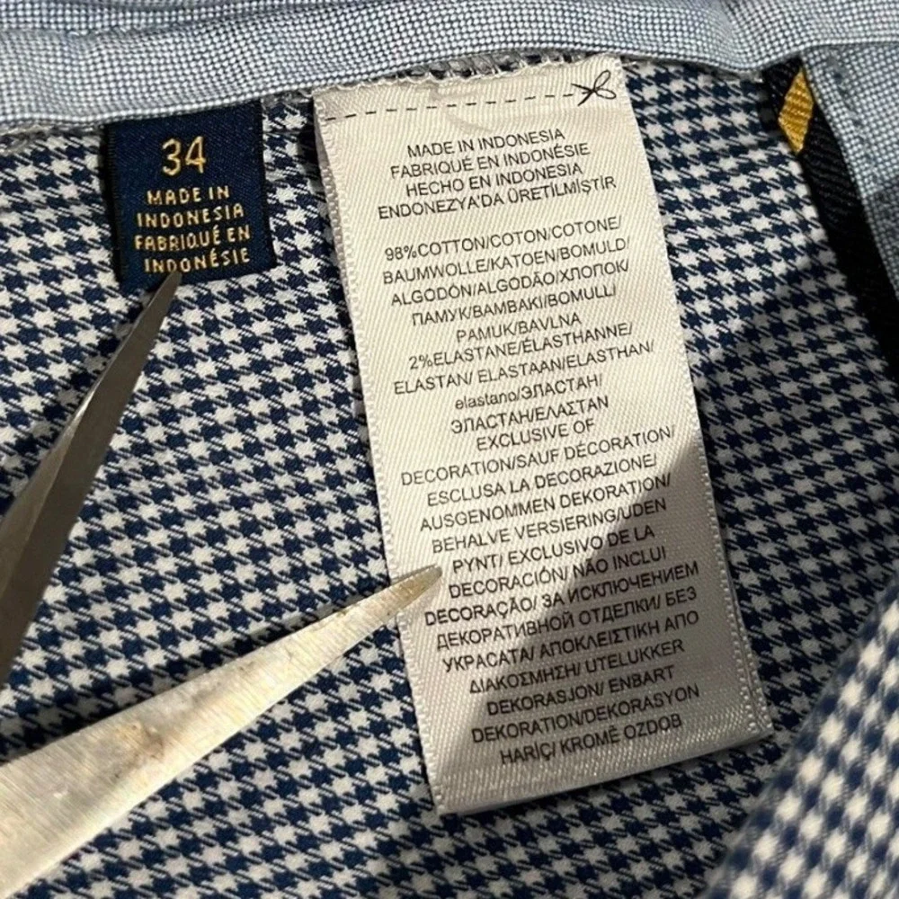 Polo Ralph‎ Lauren Classic Fit Stretch Chino Shorts Houndstooth Blue Men's 34